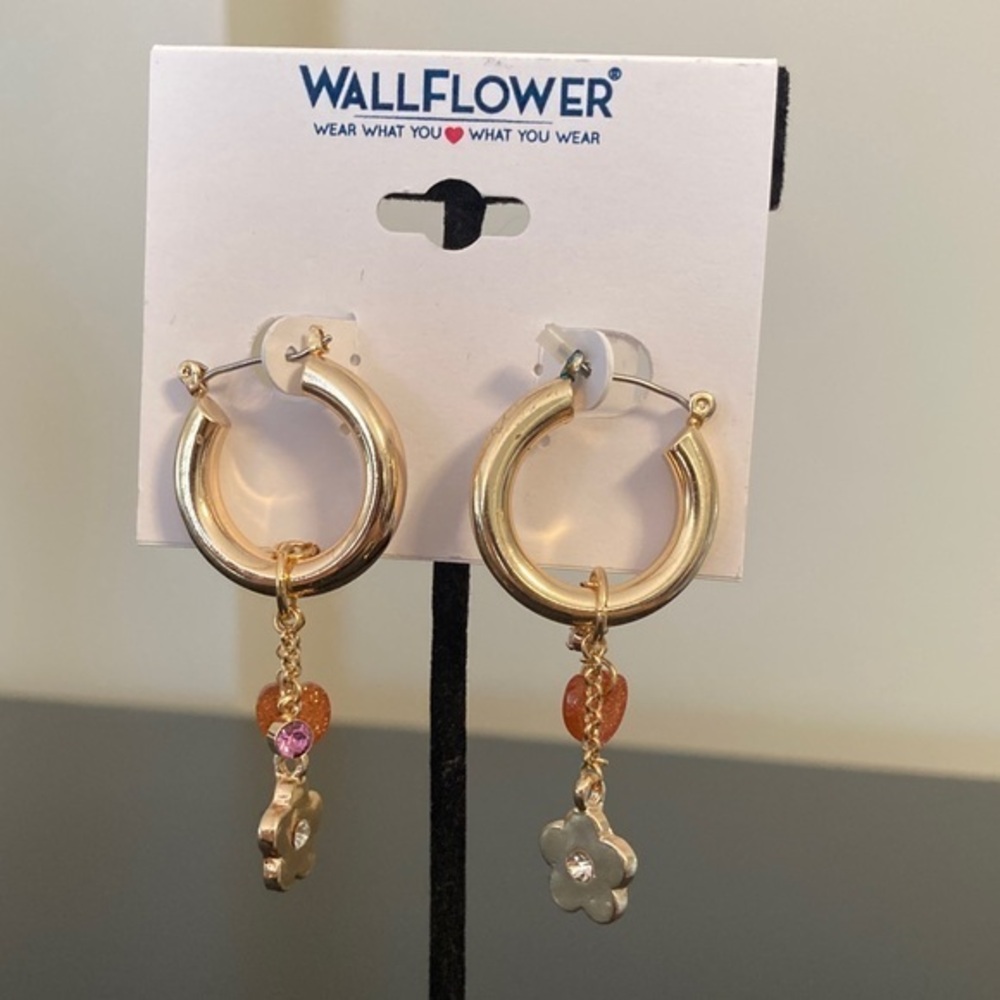 Wallflower Gold Hoop Earrings with Floral Accents
